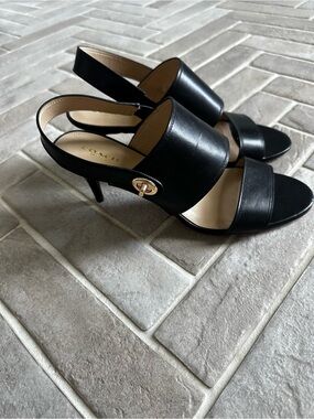 COACH Black Marla Leather Slingback Heeled Sandals Size 10 Never Worn